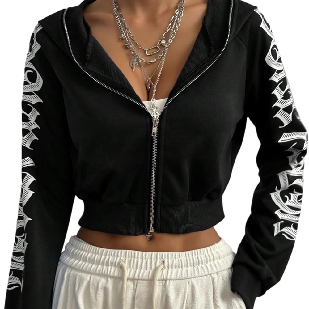 Stylish Black Zip-Up Hoodie with White Sleeve Design